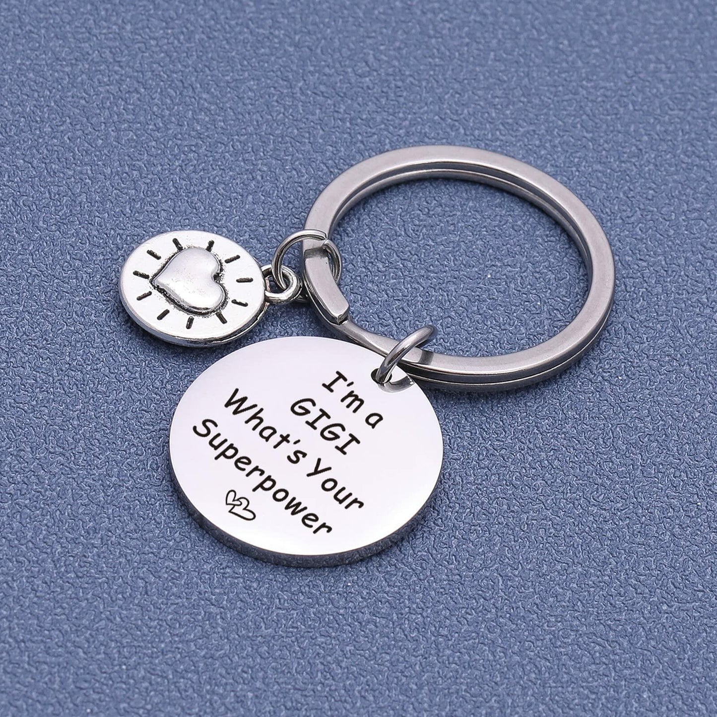 ASANHAO Gigi Stainless Steel Keychain Mother's Day Gift Silver