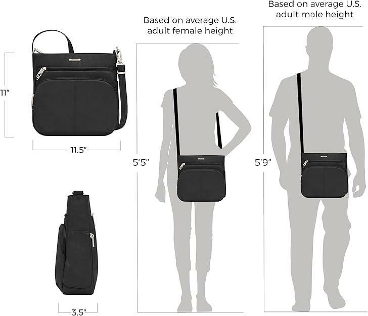 Travelon Anti-Theft Classic North/South Crossbody Bag Black