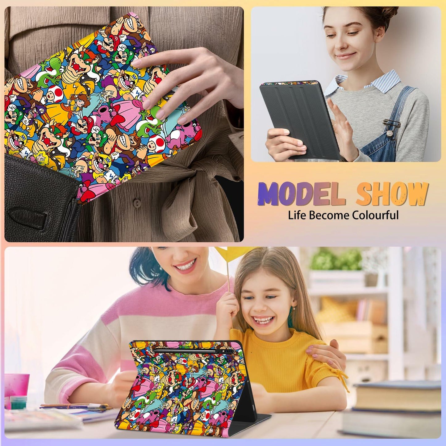 Petonist Galaxy Tab S6 Case 10.5" Cartoon Princess Design for SM-T860/T865