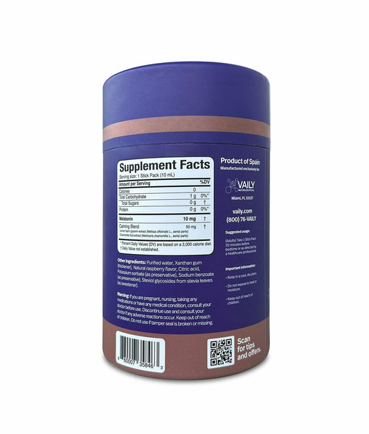 BestBy10/25 Vaily Liquid Melatonin 10mg Raspberry Flavor Sleep Aid 30 Doses