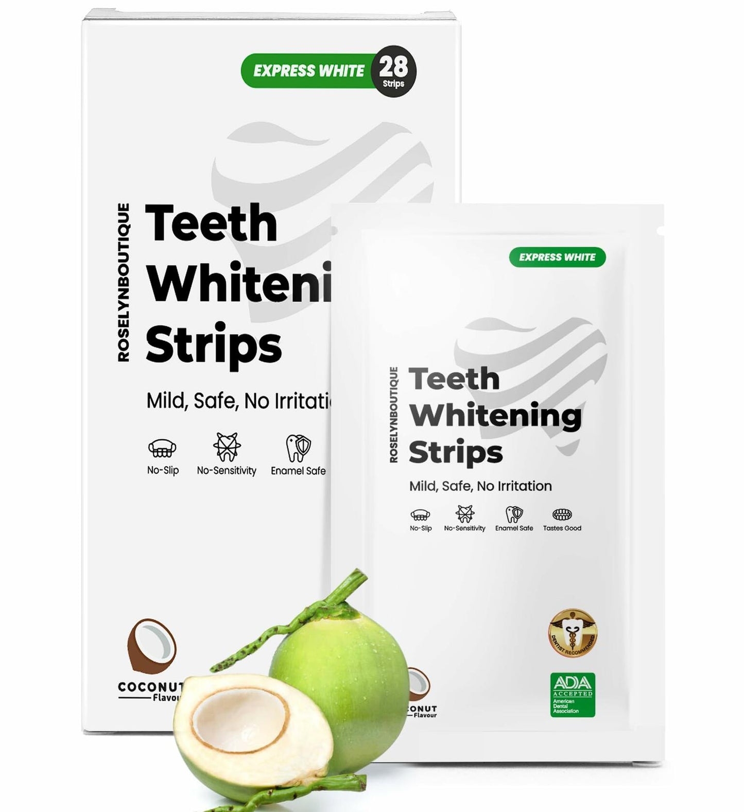 Care Enamel Whitening Strips Teeth Whitener Kit Mint 28 Strips