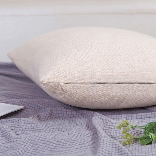 Jepeak Linen Throw Pillow Covers 20x20 Inch Butter Beige 2 Pack