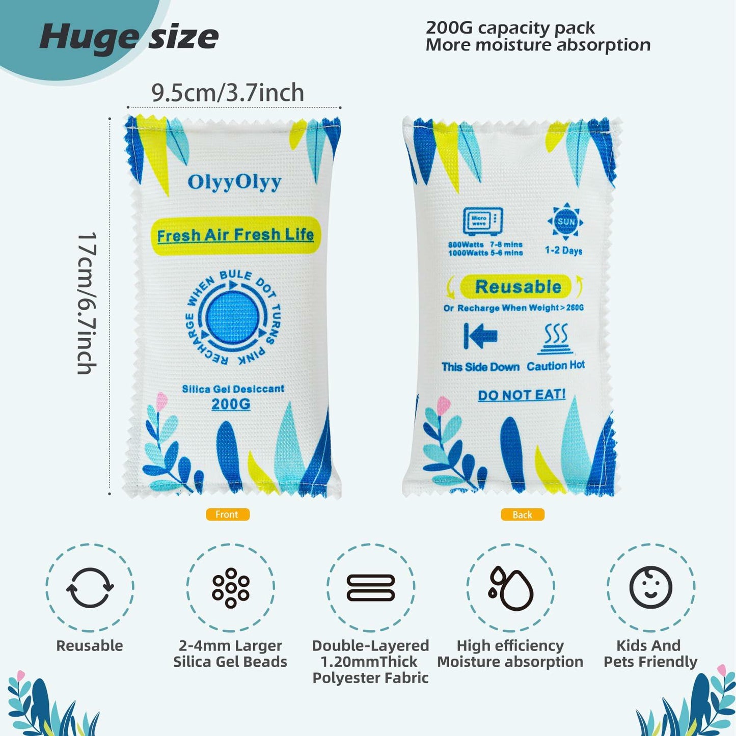 2x 200G Rechargeable Desiccant Packs Moisture Absorber Car Gun Safe
