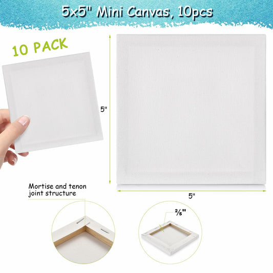 12PCS Mini Canvas and Easel Set 4x4in Cotton Canvases Small Art Stand