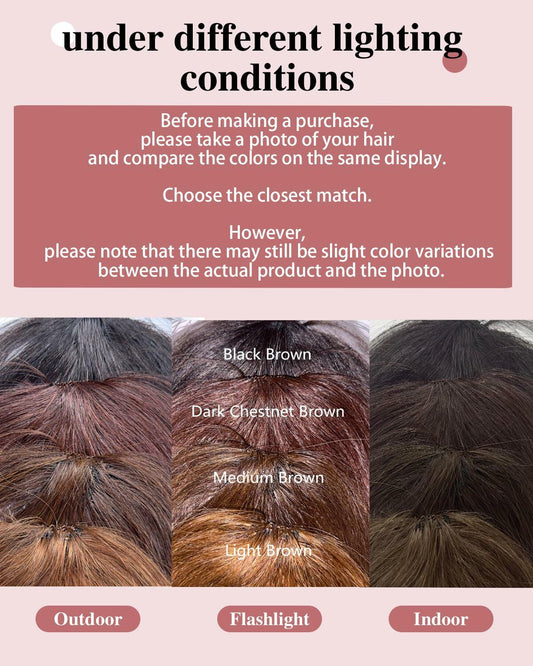 Axceroh Bangs Clip in Wispy Real Human Hair Wig Medium Brown Fringe