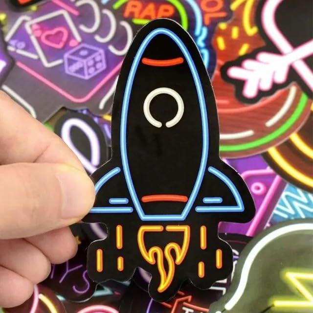 Neon Waterproof Vinyl Stickers Pack 50pcs Multicolor for Laptop Water Bottle