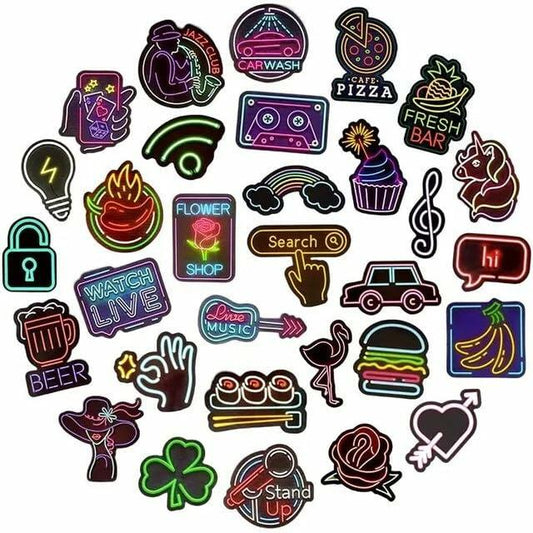 Neon Waterproof Vinyl Stickers Pack 50pcs Multicolor for Laptop Water Bottle