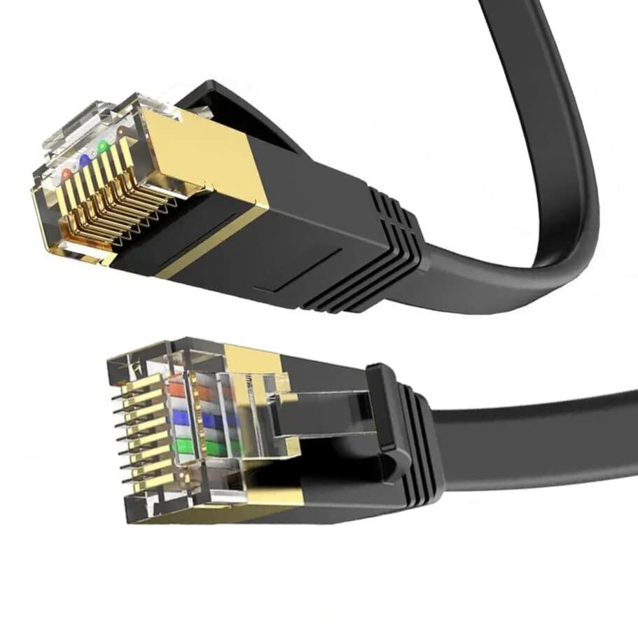 LEKVKM Cat 6 Ethernet Cable 25ft High Speed RJ45 Flat White LAN Cable