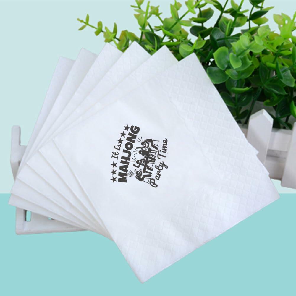 VOWFOO Mahjong Cocktail Napkins 100pcs 5x5 2-ply Mahjong Retirement Plan