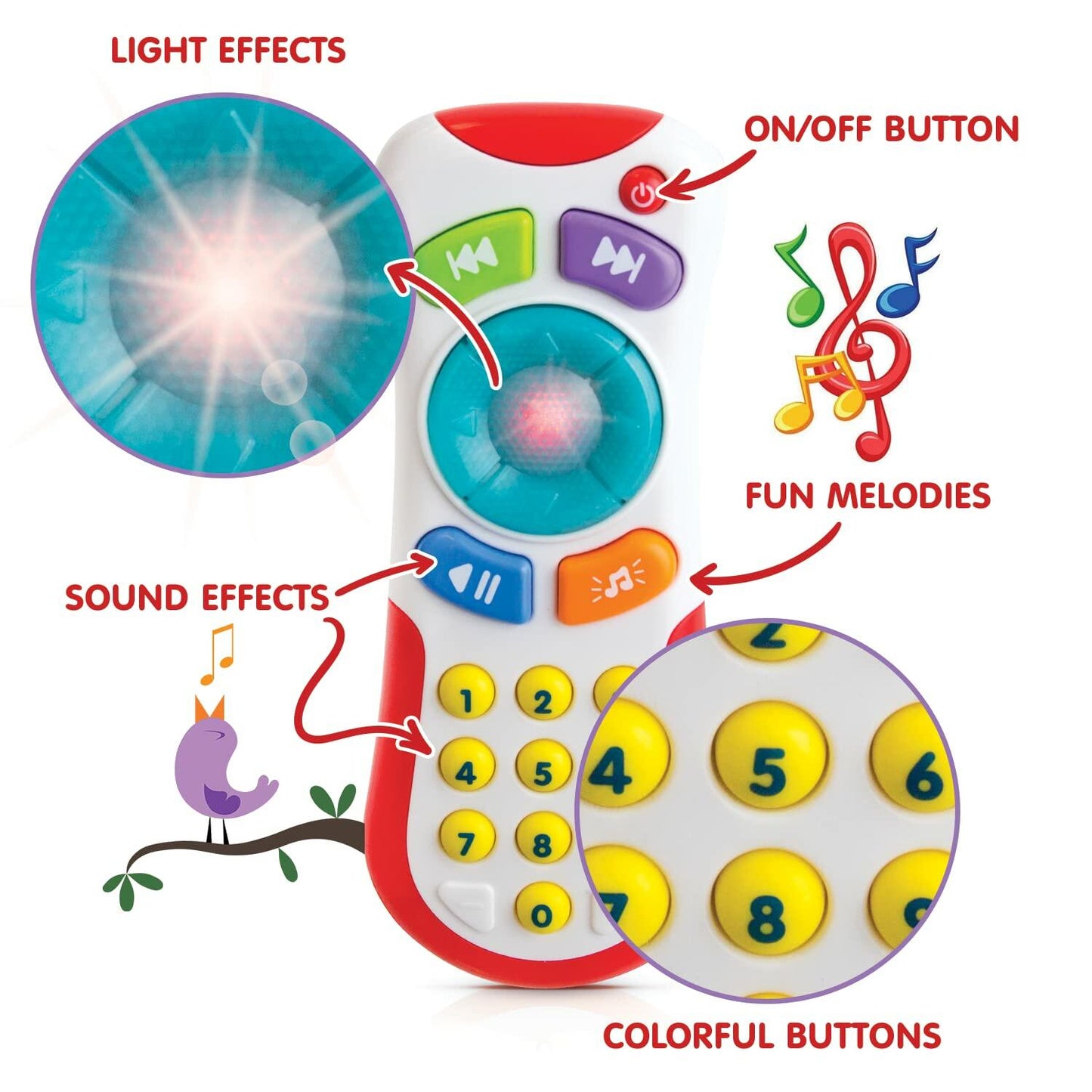 Baby Remote Control Toy Light Up Sounds Music for 3+ Months Infant Gift