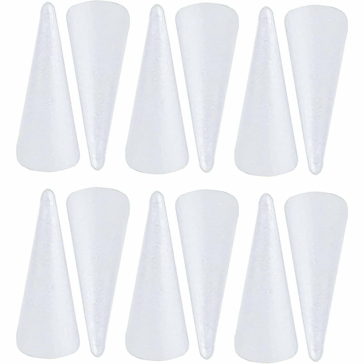 12 Pack Foam Cones for Crafts Trees Holiday Decorations Handmade White 2.7x5.5in