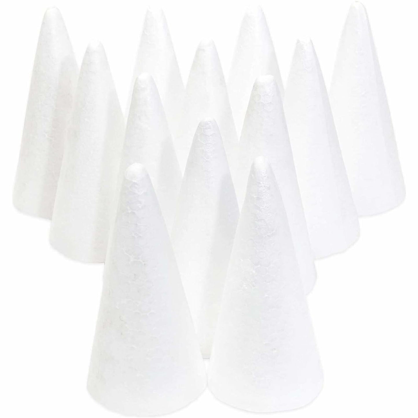12 Pack Foam Cones for Crafts Trees Holiday Decorations Handmade White 2.7x5.5in