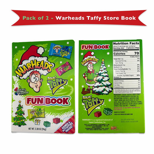 Warheads Christmas Sour Candy Fun Book 2 Pack Stocking Stuffers