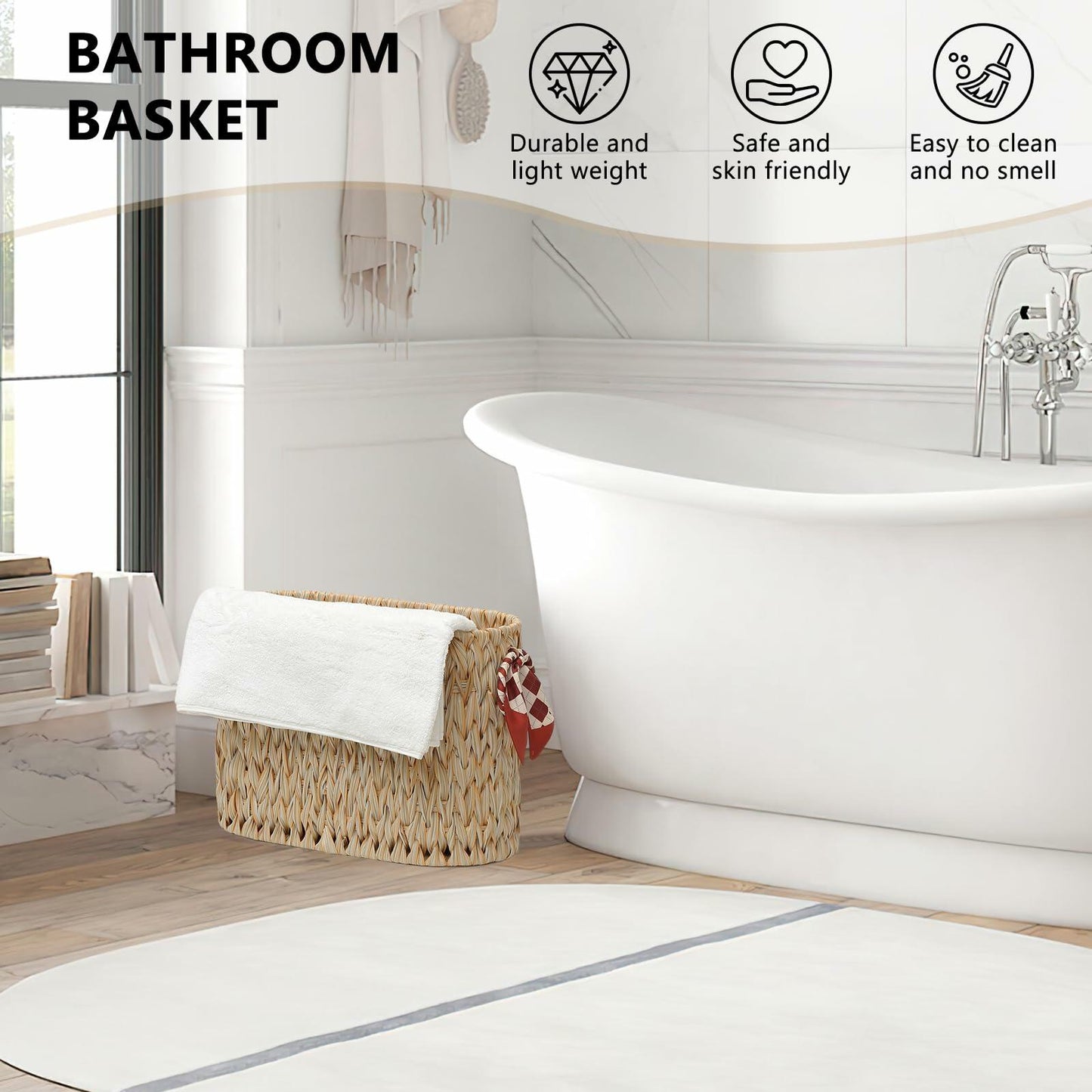 ELINZINE Toilet Paper Holder & Storage Basket for 6 Mega Rolls Grey 1 Pack