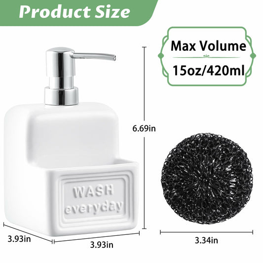 RQYIXI Ceramic Dish Soap Dispenser with Sponge Holder 2 Pack Kitchen