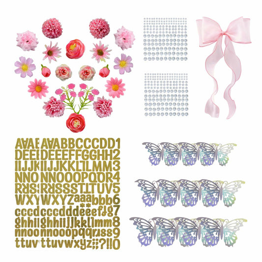 Graduation Cap Decorations 2025 Grad Kit Flowers Butterfly Pearls DIY Set