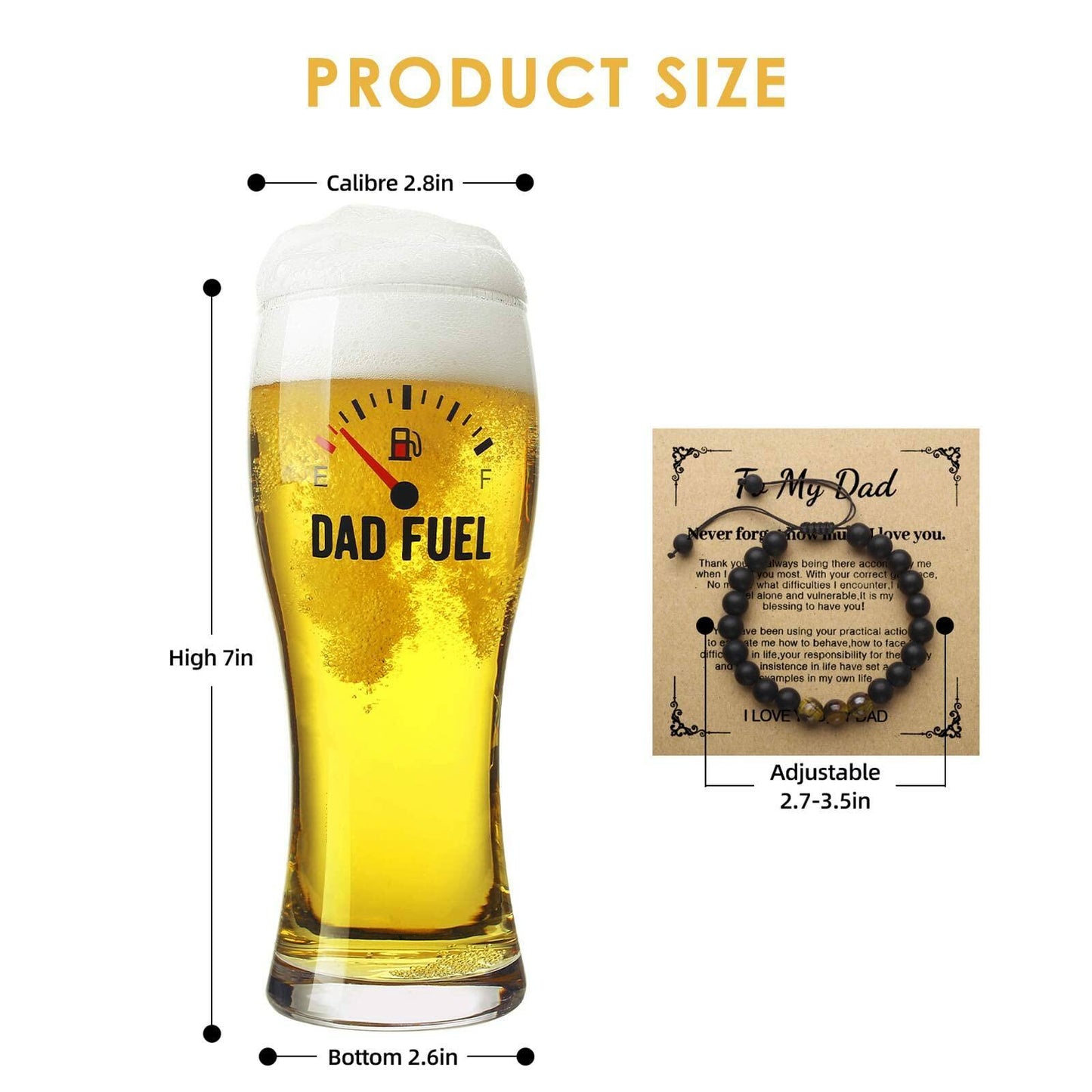 Luka Tech Funny Beer Glass 450ml Unique Father's Day Gift for Dad