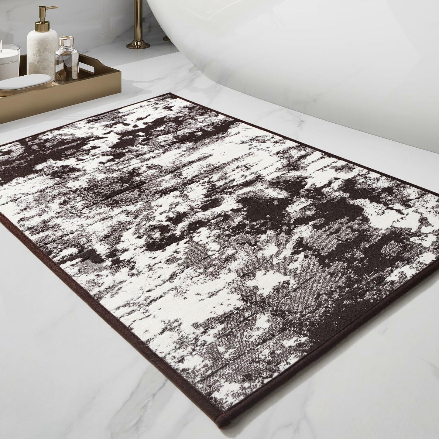 PADOOR Bath Mat Absorbent Non Slip Rubber Backing 17x24 Mocha Brown