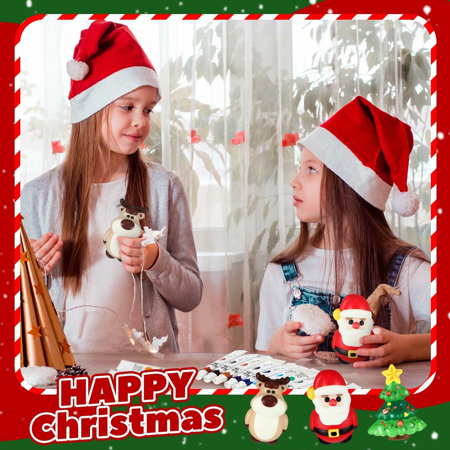 Poen 12 Pack Christmas Slow Rise Squeeze Soft Toy Kids Xmas Crafts