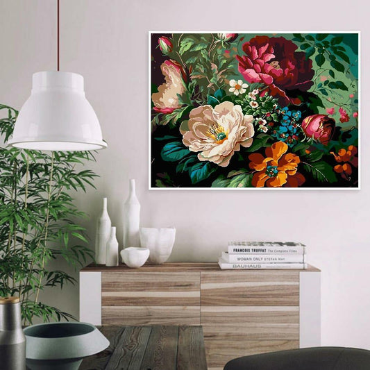 Eiazuiks Paint by Number Kit for Adults 12x16 Flower Canvas with Frame