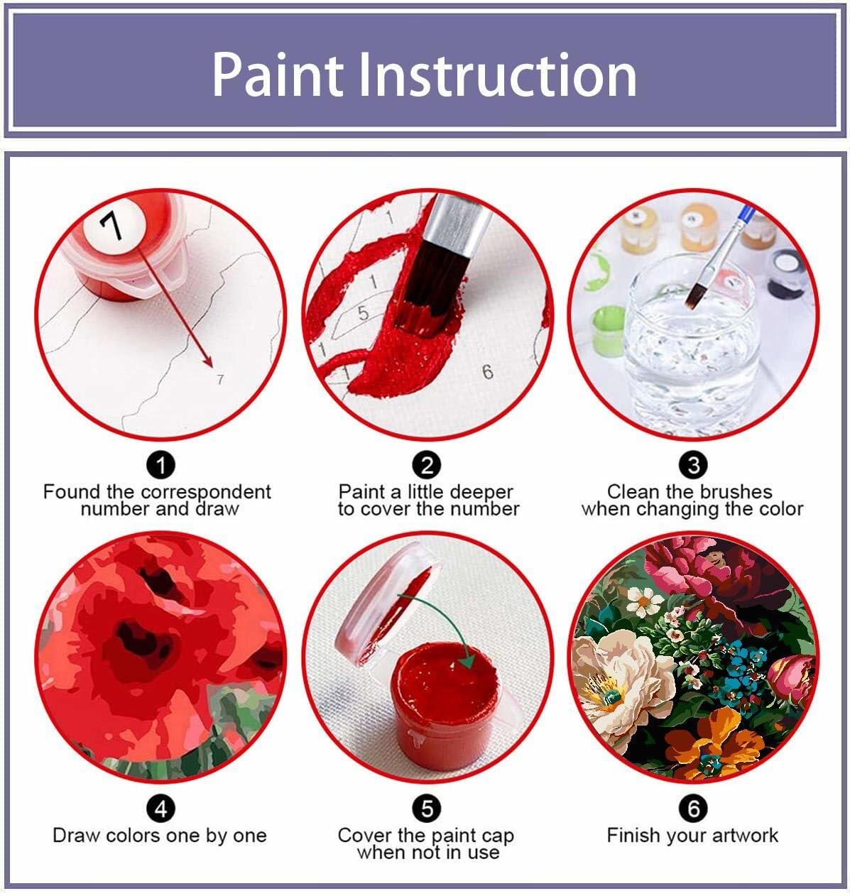 Eiazuiks Paint by Number Kit for Adults 12x16 Flower Canvas with Frame