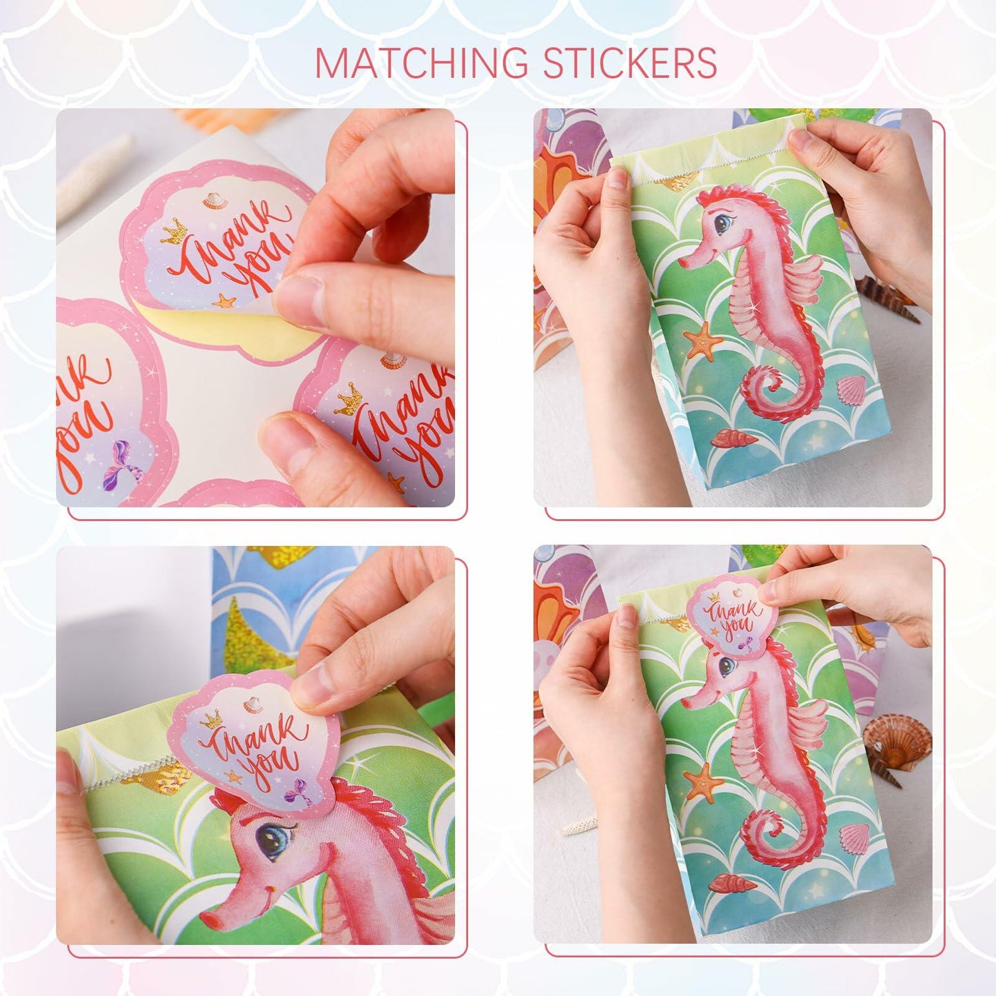 VGOODALL Mermaid Party Favor Bags Ocean Theme 54 Pack 4.7x3.1x8.7in