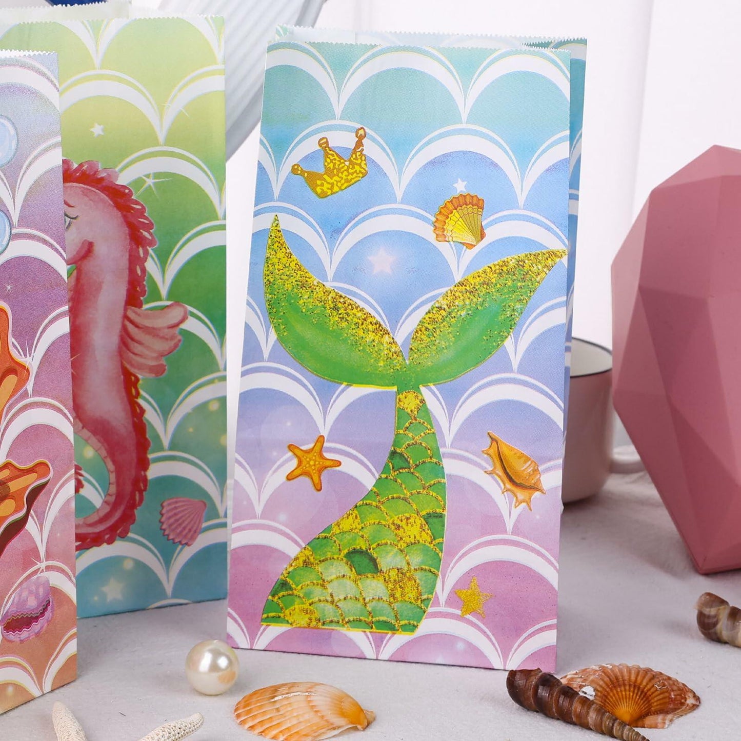 VGOODALL Mermaid Party Favor Bags Ocean Theme 54 Pack 4.7x3.1x8.7in