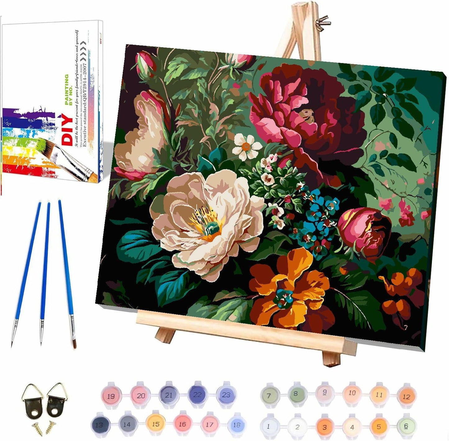 Eiazuiks Paint by Number Kit for Adults 12x16 Flower Canvas with Frame