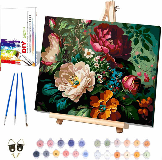 Eiazuiks Paint by Number Kit for Adults 12x16 Flower Canvas with Frame