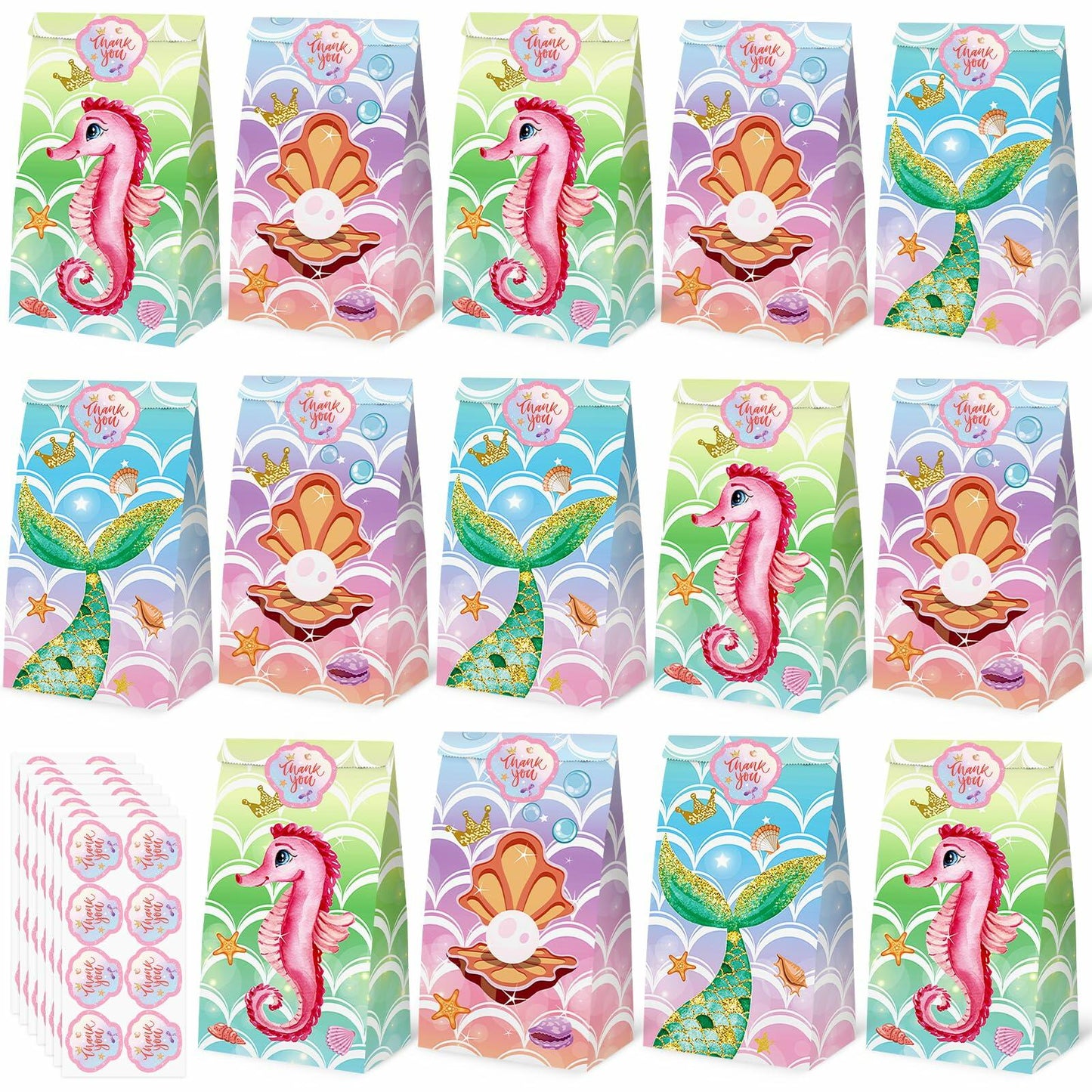 VGOODALL Mermaid Party Favor Bags Ocean Theme 54 Pack 4.7x3.1x8.7in