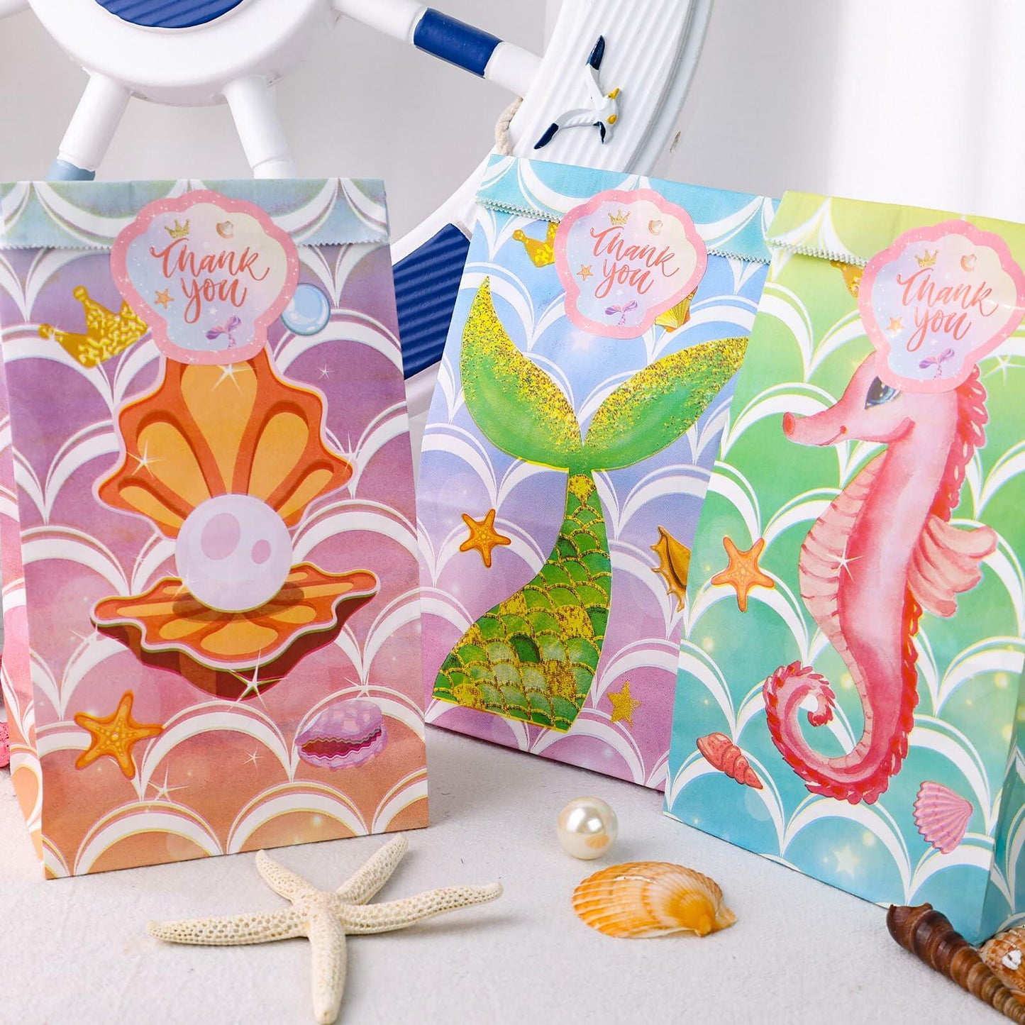 VGOODALL Mermaid Party Favor Bags Ocean Theme 54 Pack 4.7x3.1x8.7in