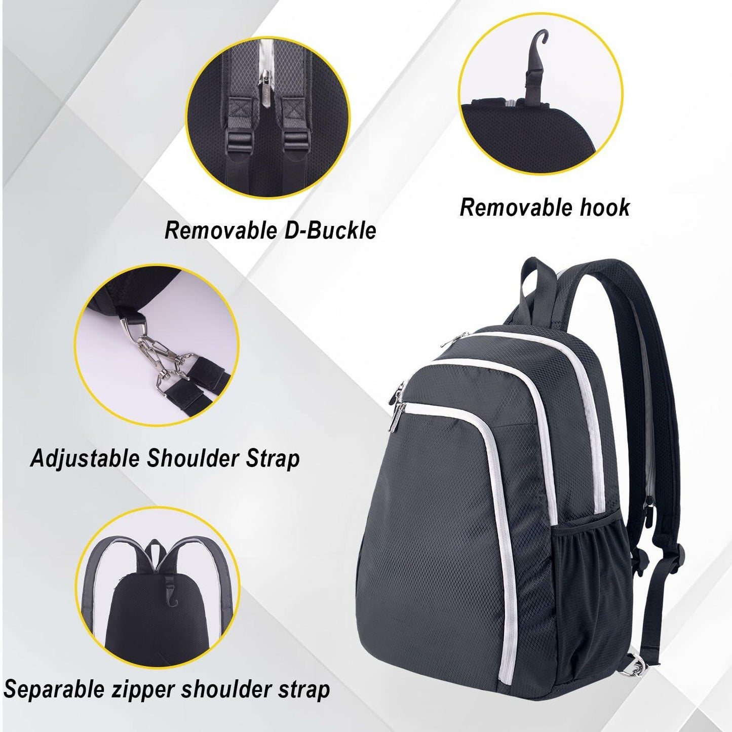 SPOENGRU Small Convertible Sling Backpack Crossbody Bag Black