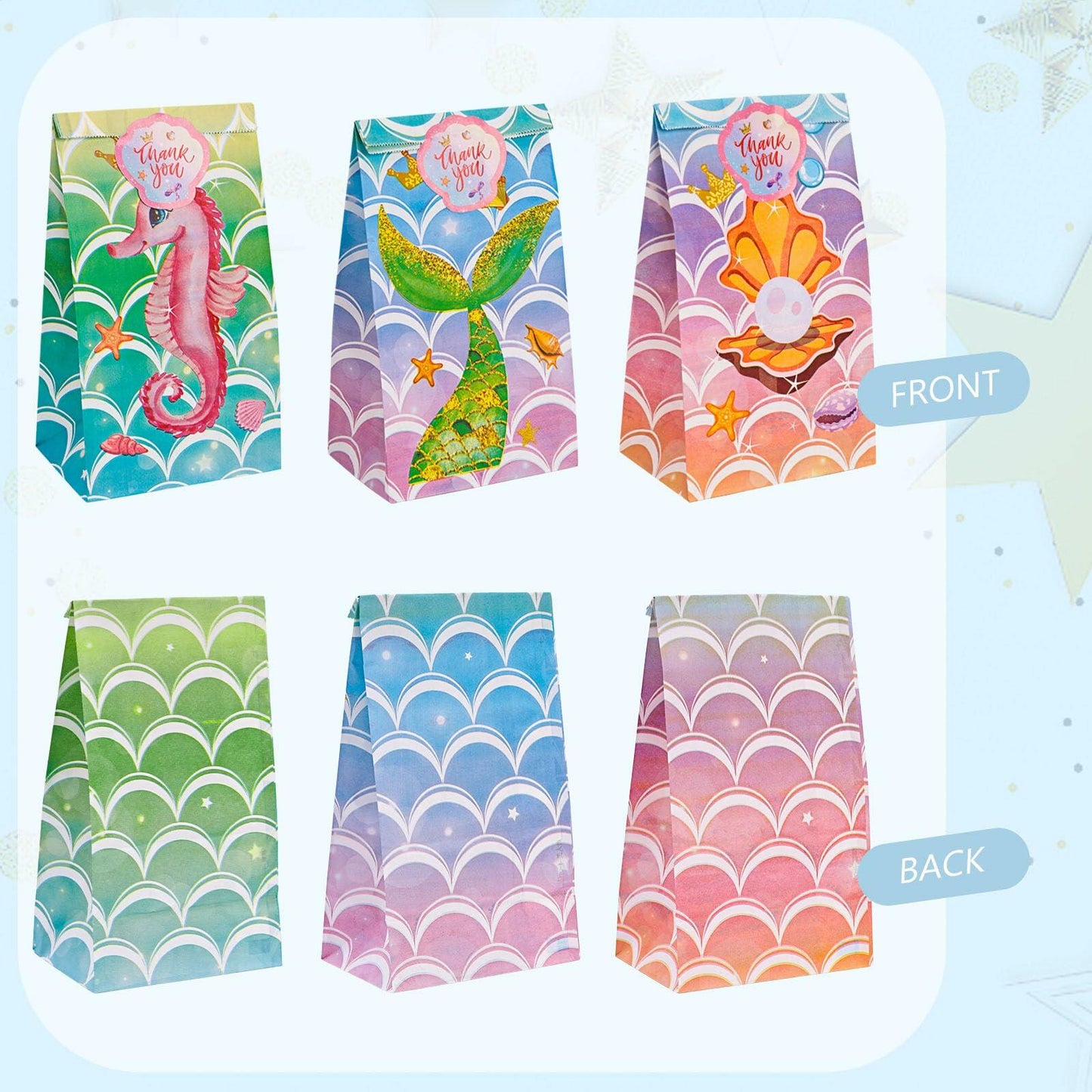 VGOODALL Mermaid Party Favor Bags Ocean Theme 54 Pack 4.7x3.1x8.7in
