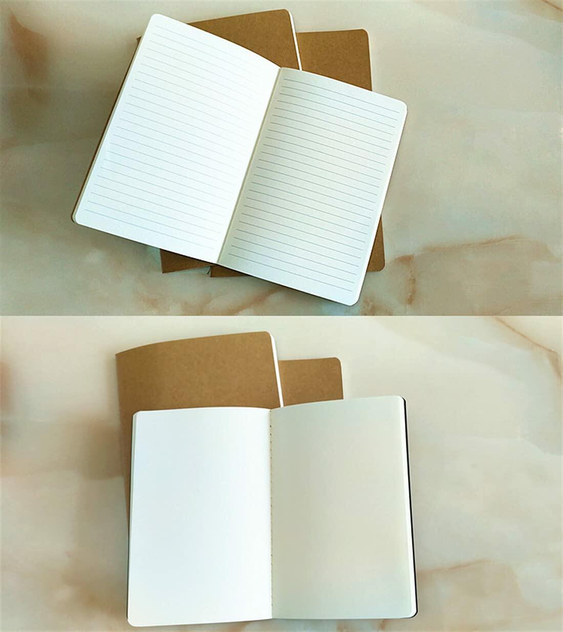 Ailifly 5 Pack Kraft Paper Brown Soft Cover Notebooks Journals A5 5.5x8.3in