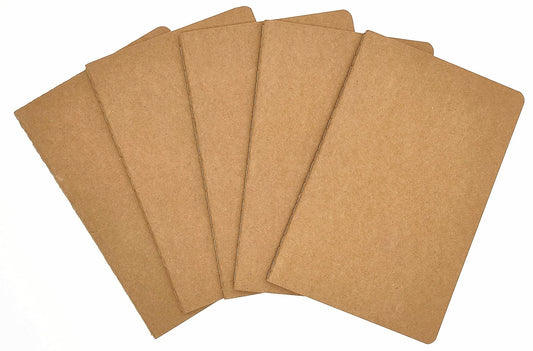 Ailifly 5 Pack Kraft Paper Brown Soft Cover Notebooks Journals A5 5.5x8.3in