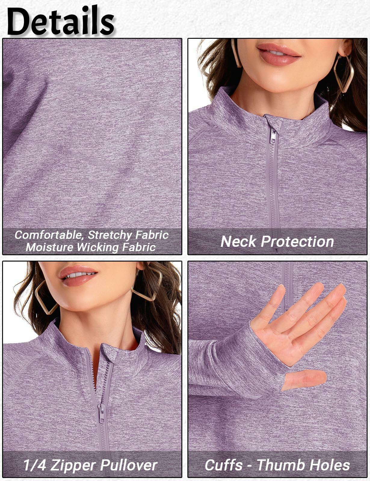 SOUL FLEX Women's 1/4 Zip Long Sleeve Athletic Shirt Deep Purple Size XL