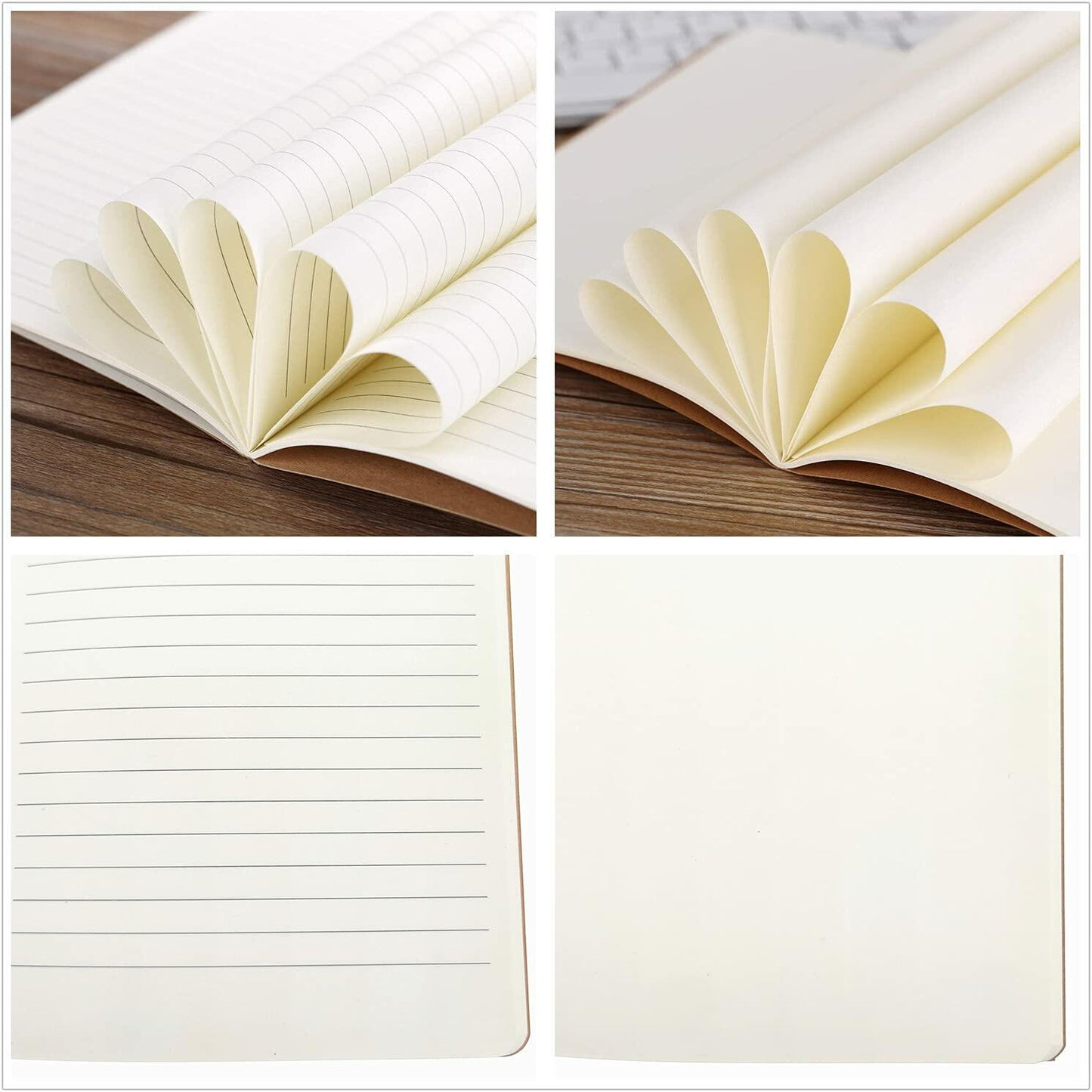 Ailifly 5 Pack Kraft Paper Brown Soft Cover Notebooks Journals A5 5.5x8.3in