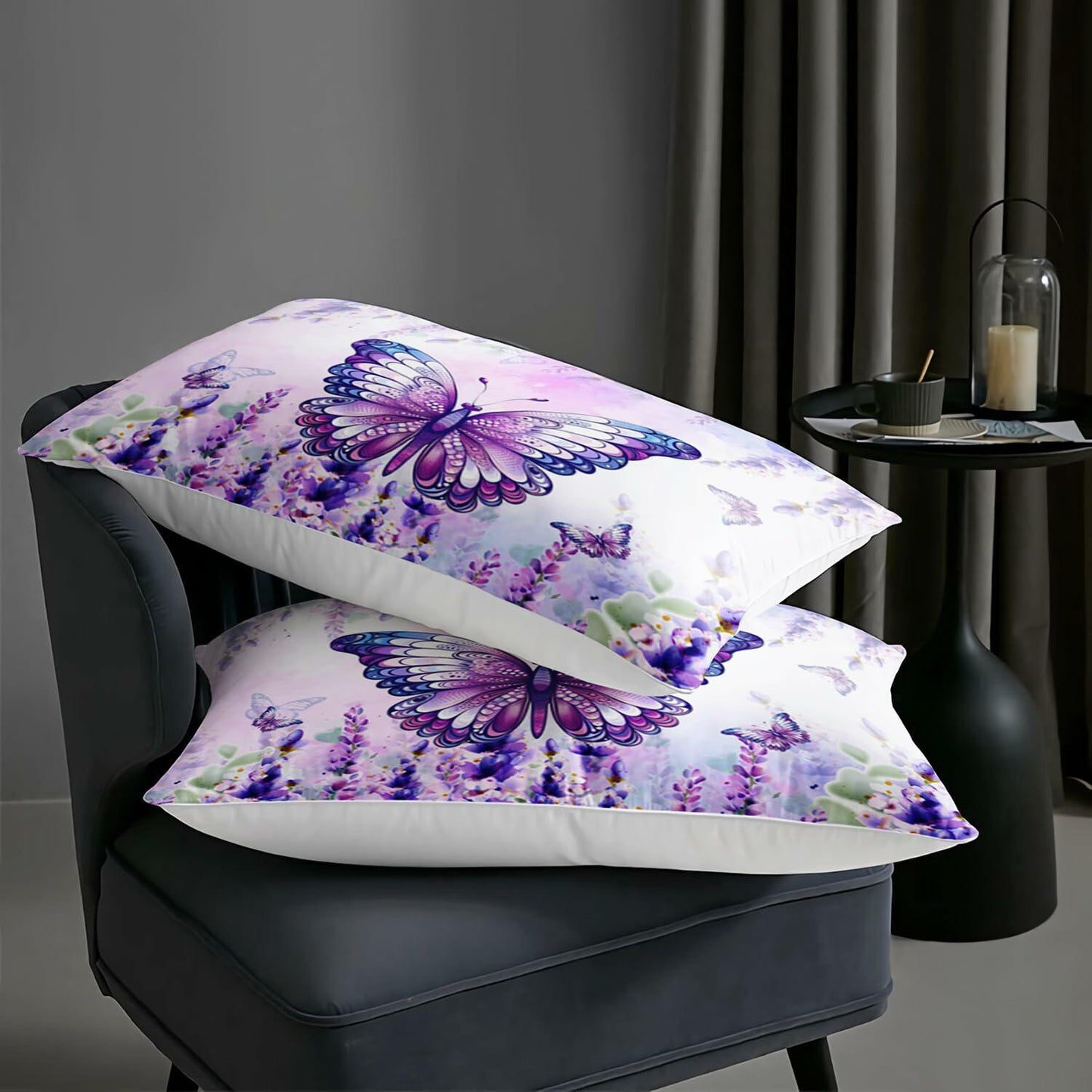 AILONEN Twin Butterfly Comforter Set Girls Lavender Purple 3 Pieces
