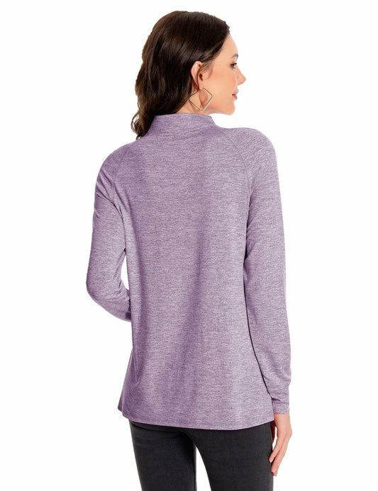 SOUL FLEX Women's 1/4 Zip Long Sleeve Athletic Shirt Deep Purple Size XL