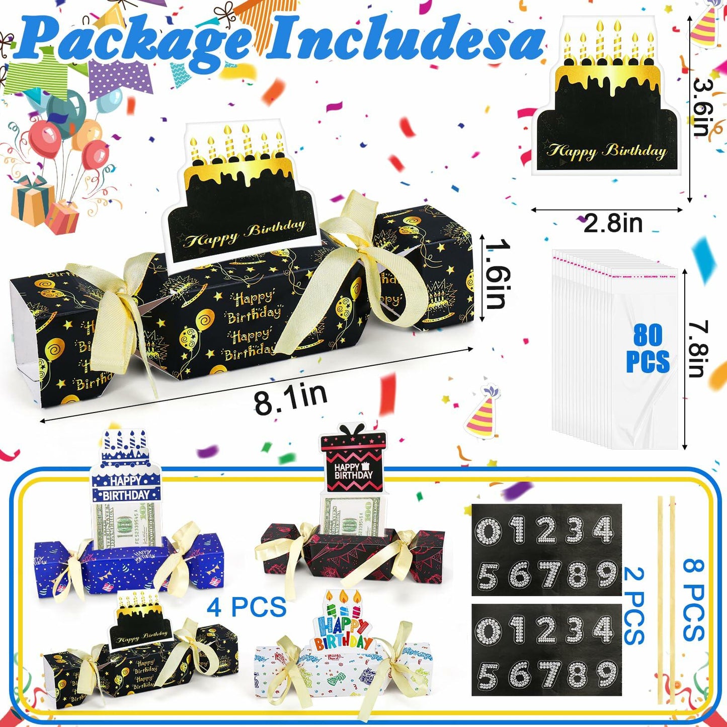 XANGNIER 8pcs Valentine's Day Surprise Money Pull Box Cash Gift Holder