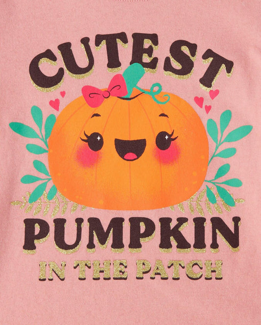 The Children's Place Baby Girls Long Sleeve Graphic TShirts 2Pack Pumpkin 12-18M
