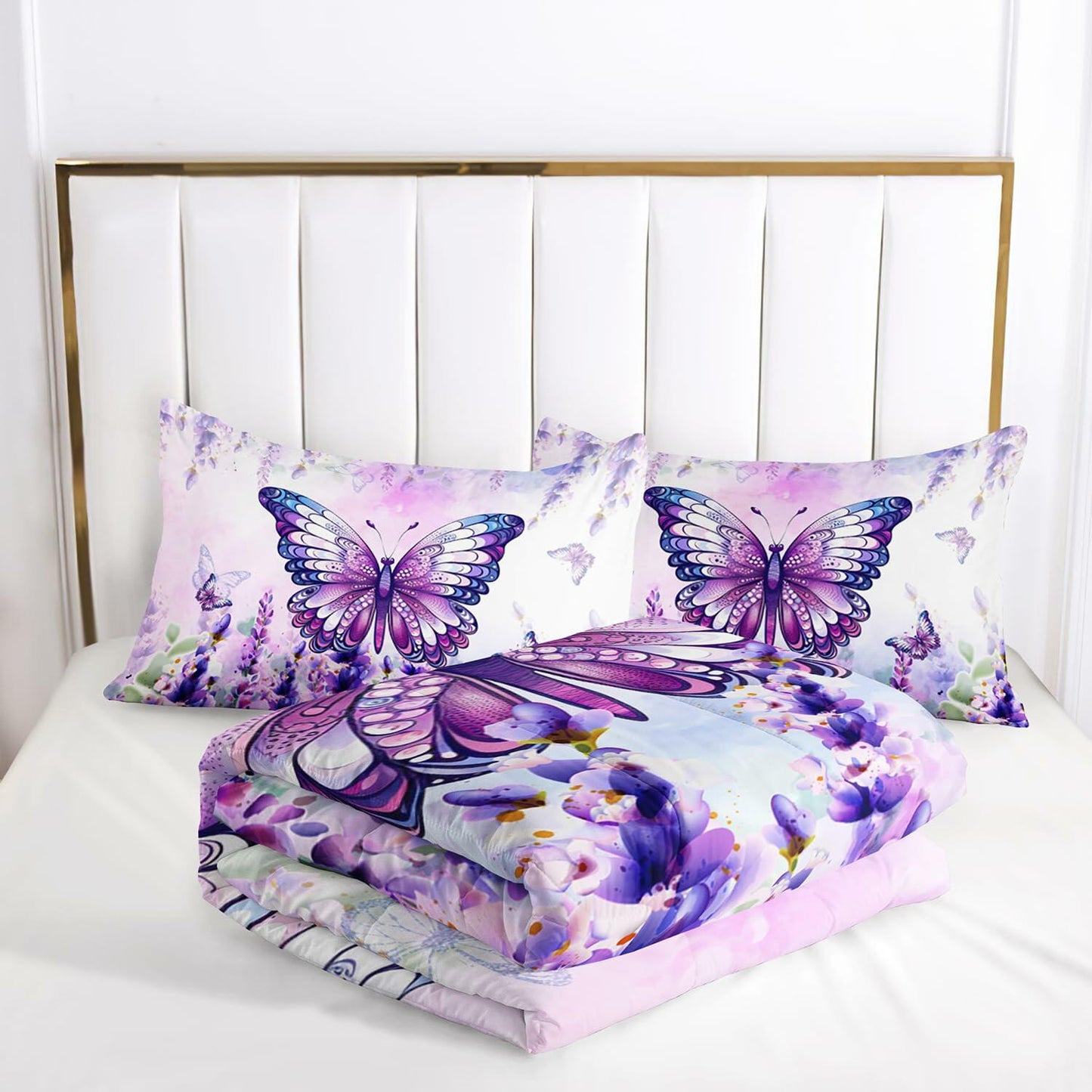 AILONEN Twin Butterfly Comforter Set Girls Lavender Purple 3 Pieces