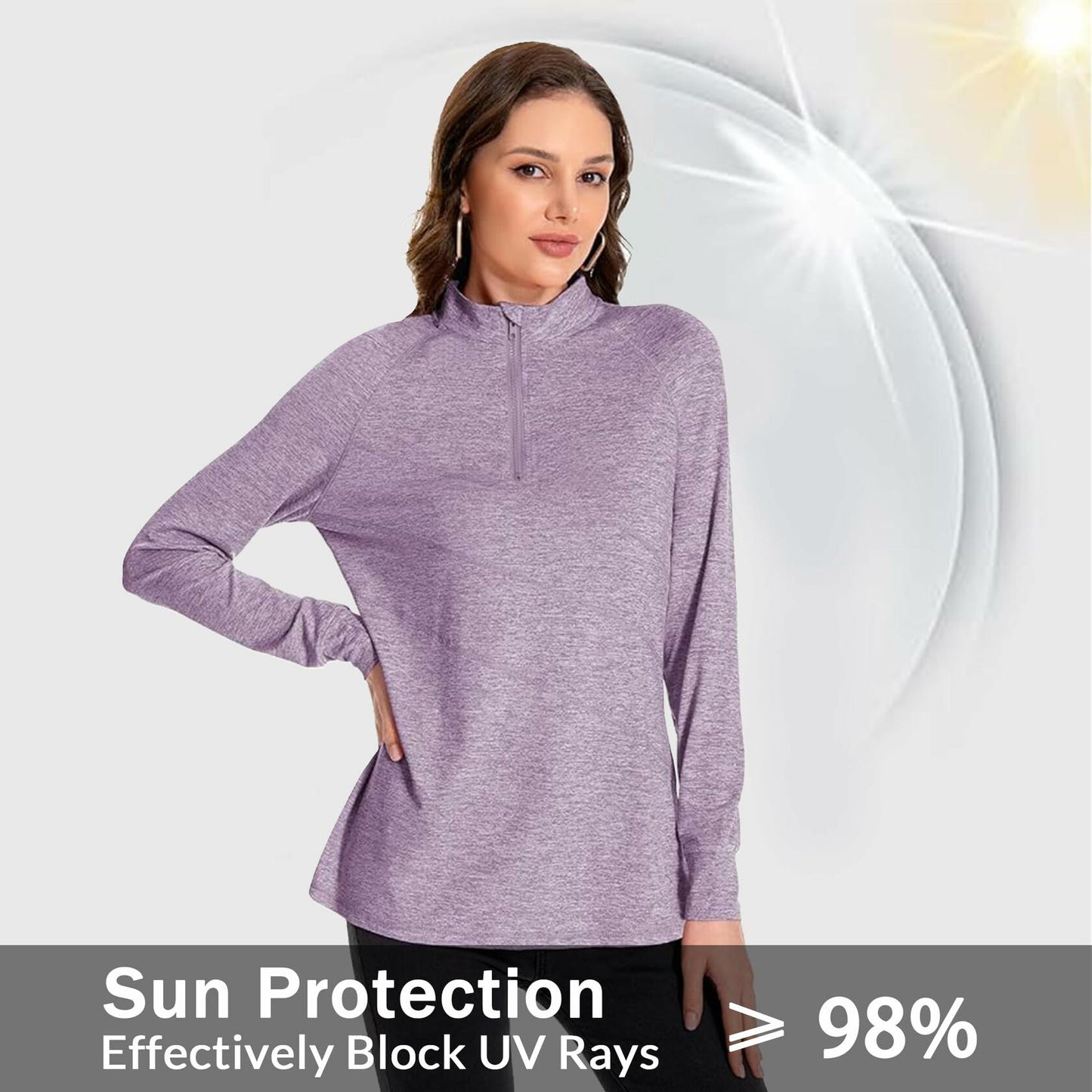 SOUL FLEX Women's 1/4 Zip Long Sleeve Athletic Shirt Deep Purple Size XL