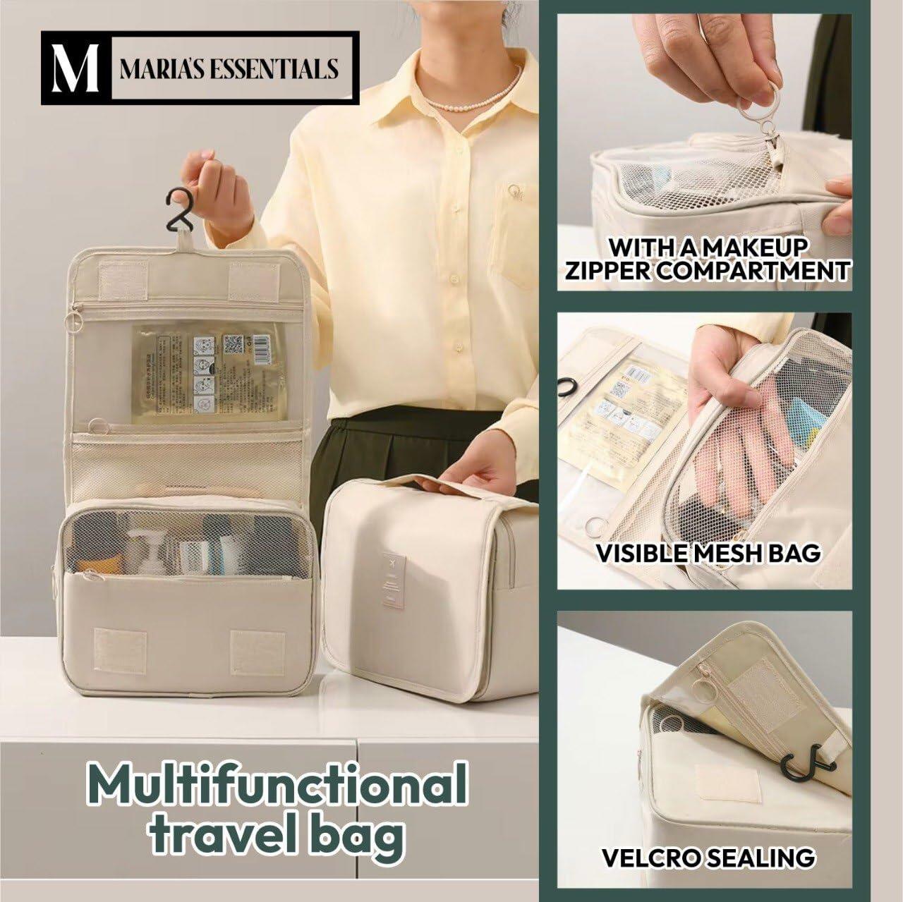 MARIA'S ESSENTIAL Makeup Bag Dual Facial Brush Medium Travel Organizer