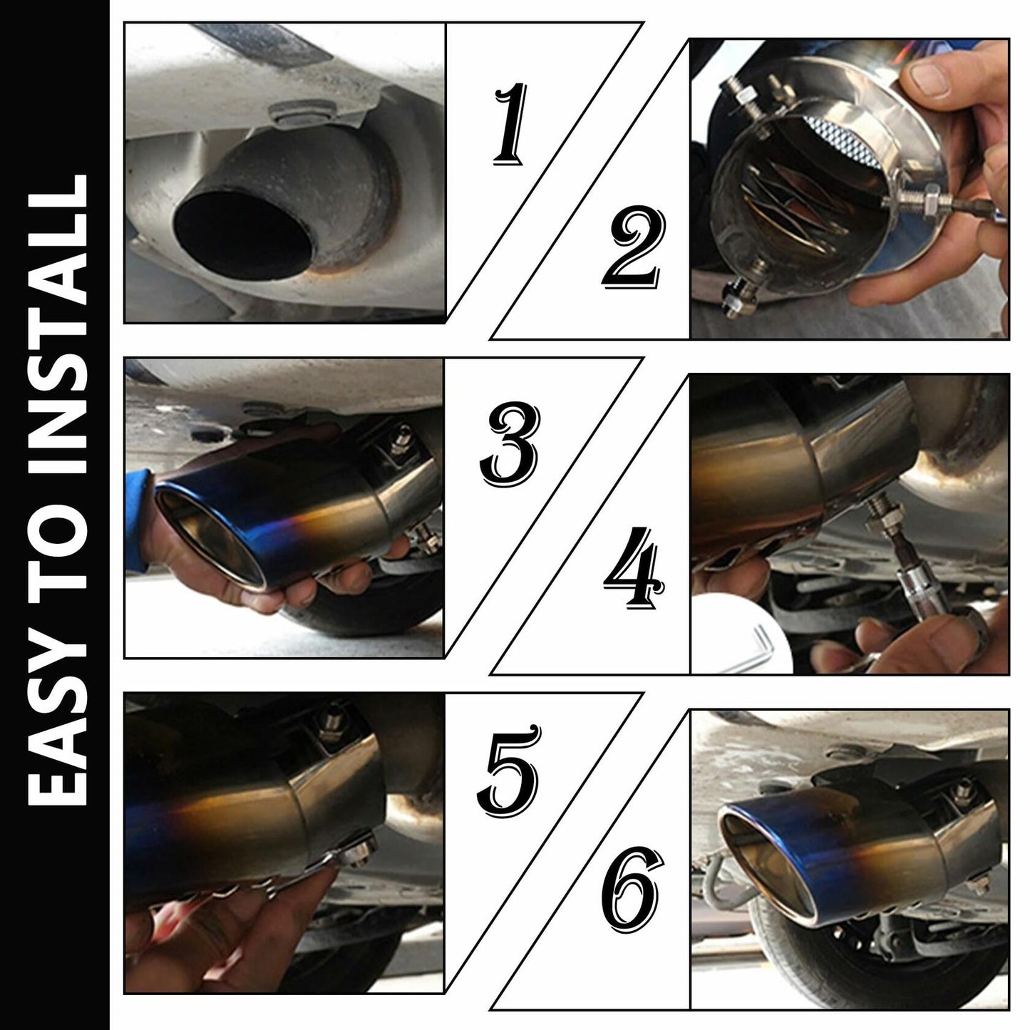 IHOTDER Stainless Steel Car Exhaust Tip 5.5'' Length Bolt-On Bright Silver