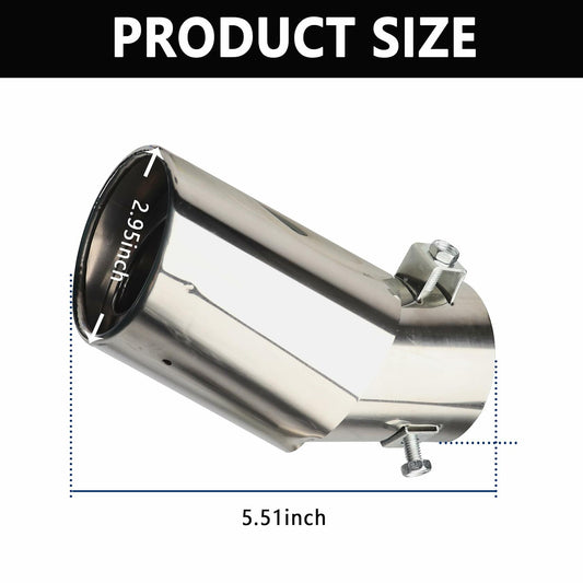 IHOTDER Stainless Steel Car Exhaust Tip 5.5'' Length Bolt-On Bright Silver