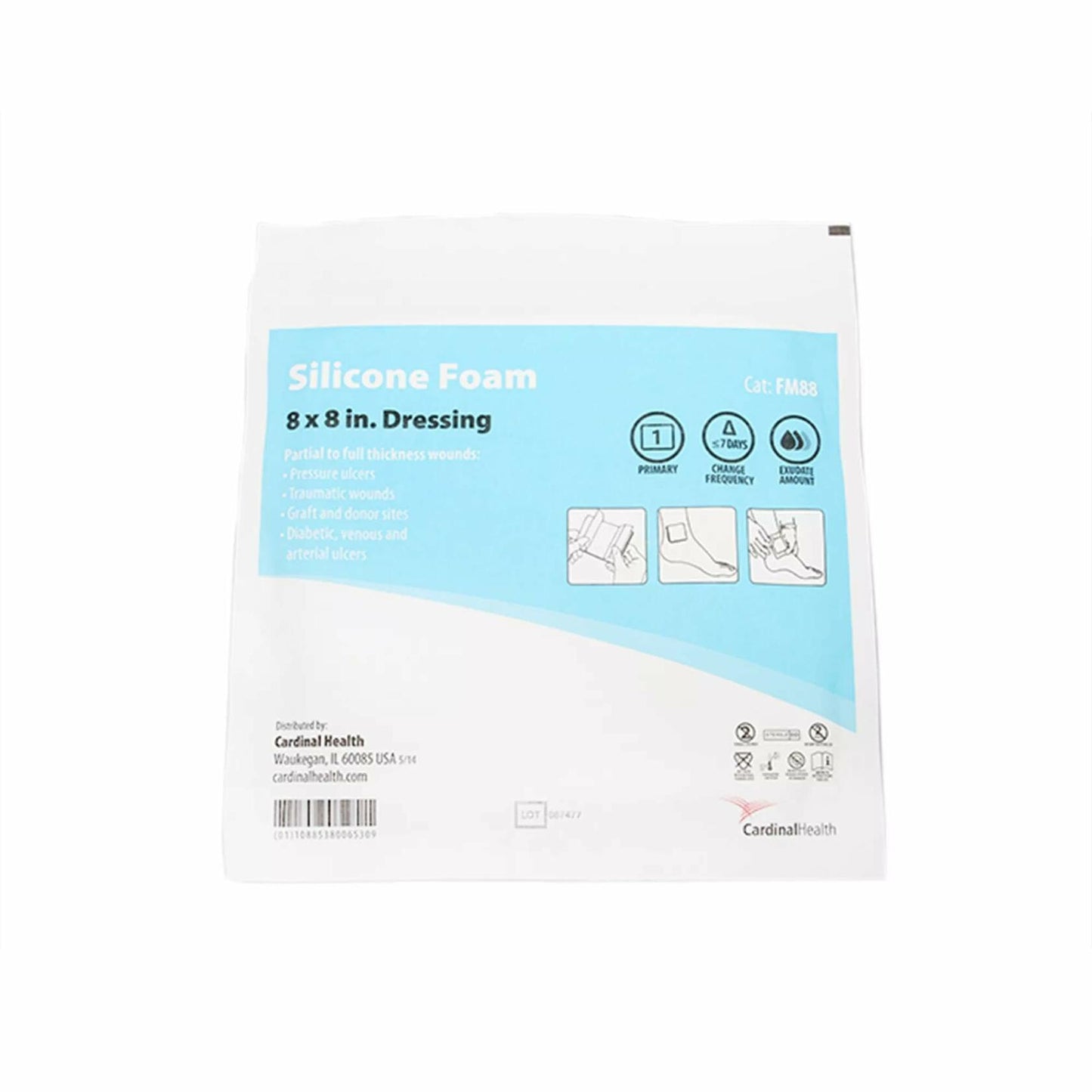 Cardinal Health Silicone Foam Dressing 8x8in 25 Count Case of 5 Boxes