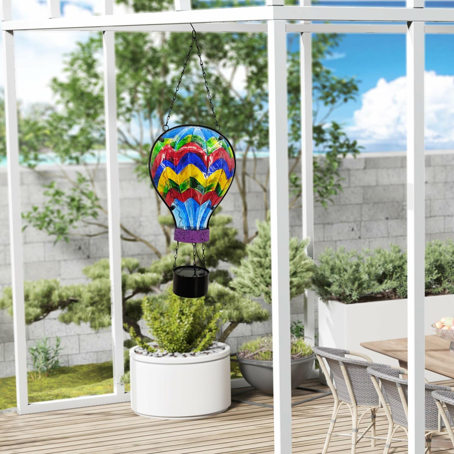 SUBOLO Hanging Solar Lantern Outdoor Waterproof Hot Air Balloon Decor