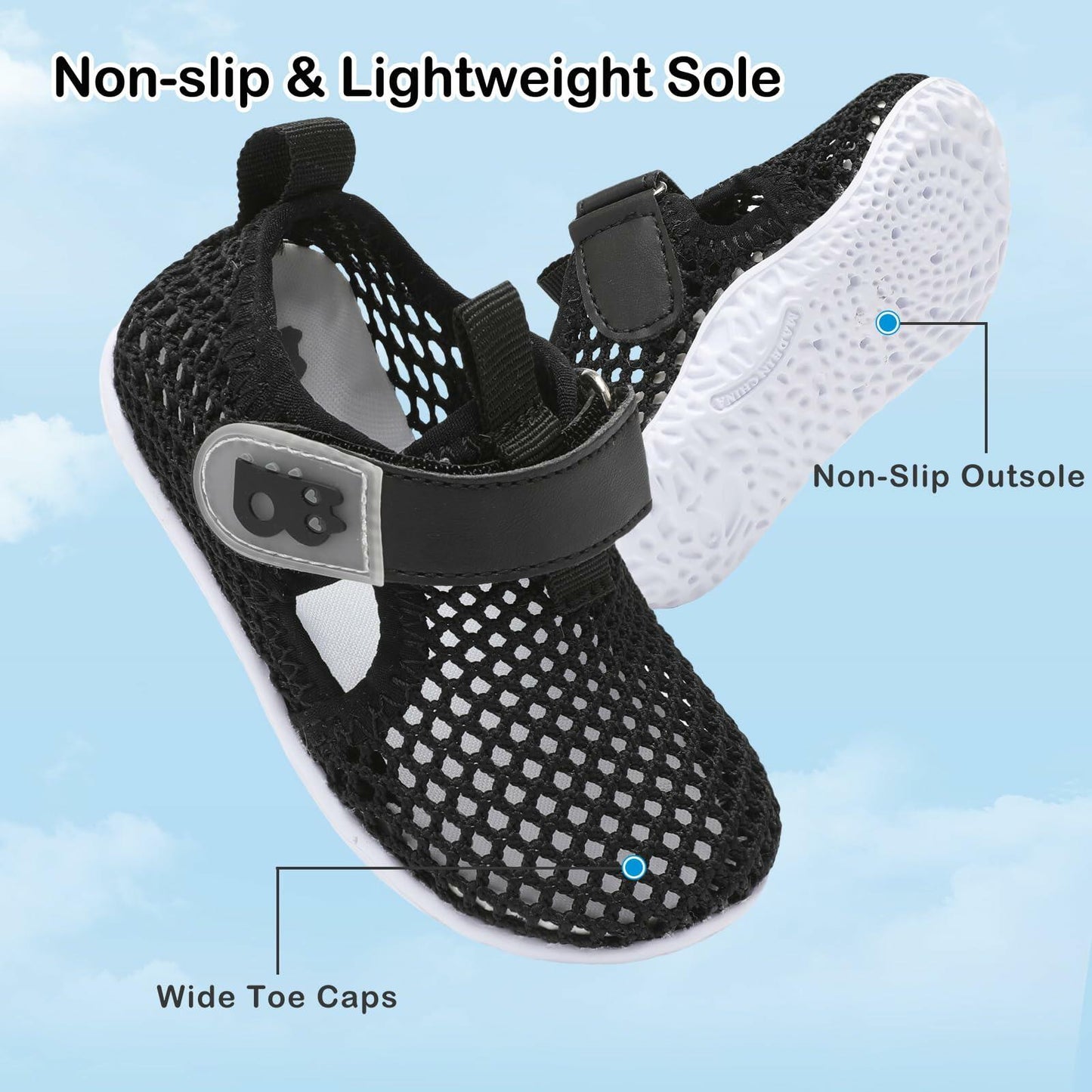 Besroad Kids Water Shoes Aqua Socks Non-Slip Mesh Navy Size 10-10.5 Toddler
