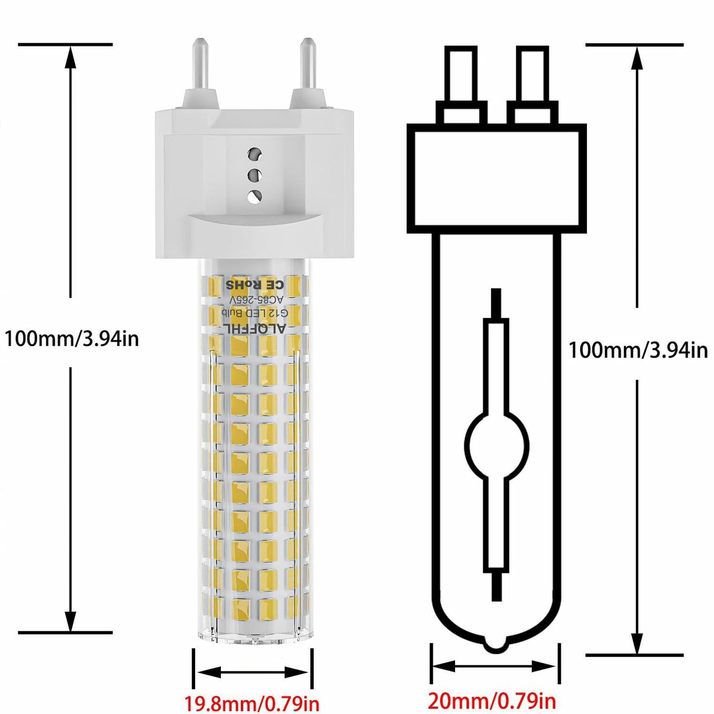 LED G12 15W Corn Light 2-Pin Base 4000K Natural White 1500LM Pack of 2